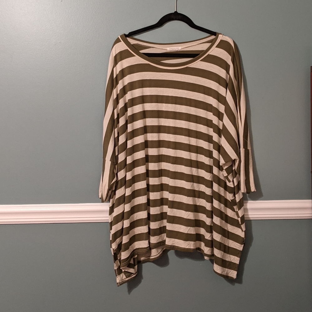 Olive and cream striped tunic